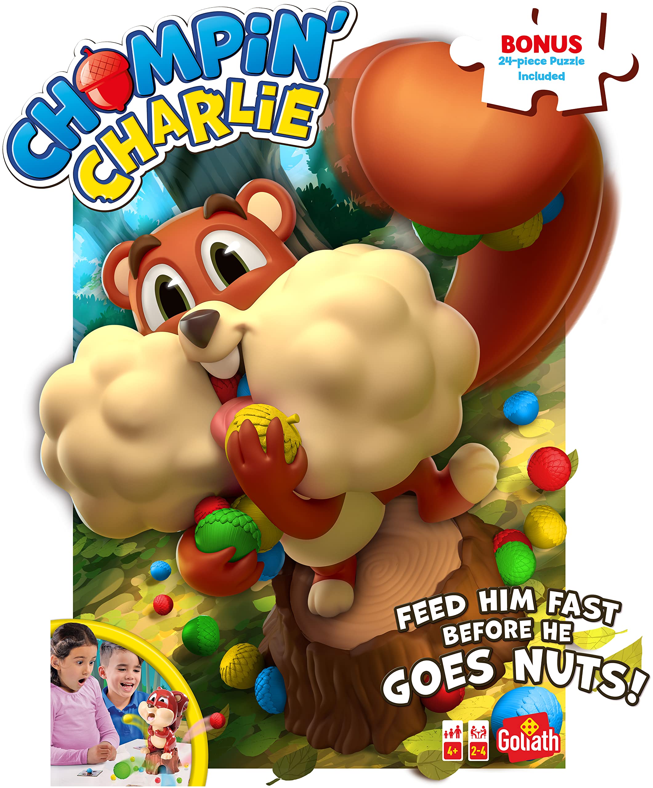 Goliath Games 919583.004 Chompin Age 4+' Charlie with Bonus 24pc Jigsaw Puzzle Kids Action Games | for Ages 4+ | for 2-4 Players, Multi