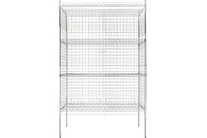 Krollen Industrial Commercial Grade NSF Listed Metal Wire Mesh Storage Chrome Security Cage Kit, 24" x 48" x 74", Perfect for Warehouse, Grocery Store, Restaurant, Dishroom