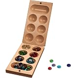 Aquamarine Games Mancala - Gioco Da Tavolo In Legno E Vetro, Strategia Per 2 Giocatori