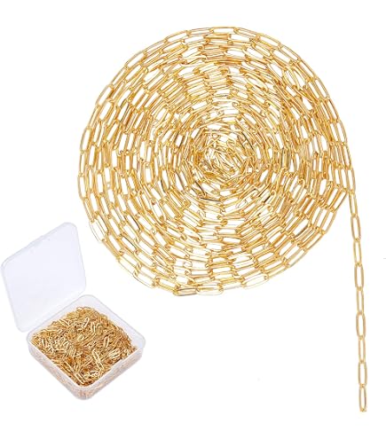 SUNNYCLUE Jewelry Making Kit - 16.4ft Gold Paperclip Chain, 18K Gold Plated Clasps & Jump Rings - View #7