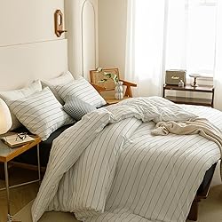 CLOTHKNOW Striped Comforter Set King 3Pcs White