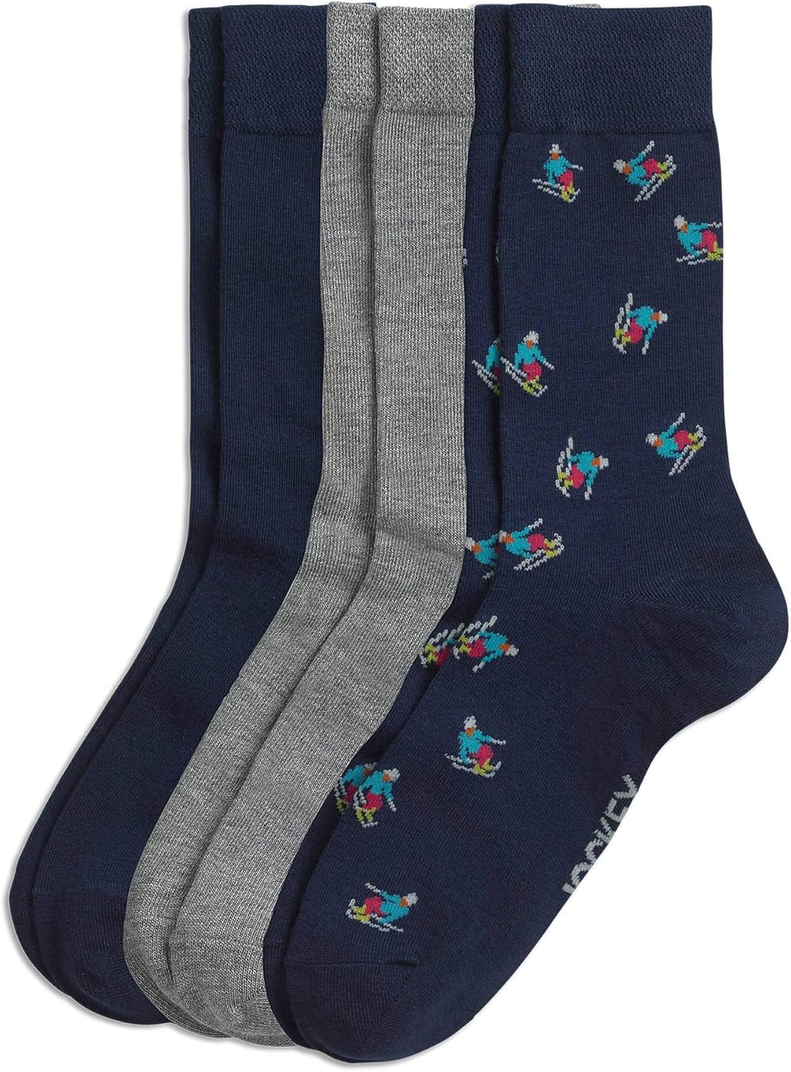 Jockey Men's Socks Men's Skier Dress Crew Socks 3 Pack, skier print