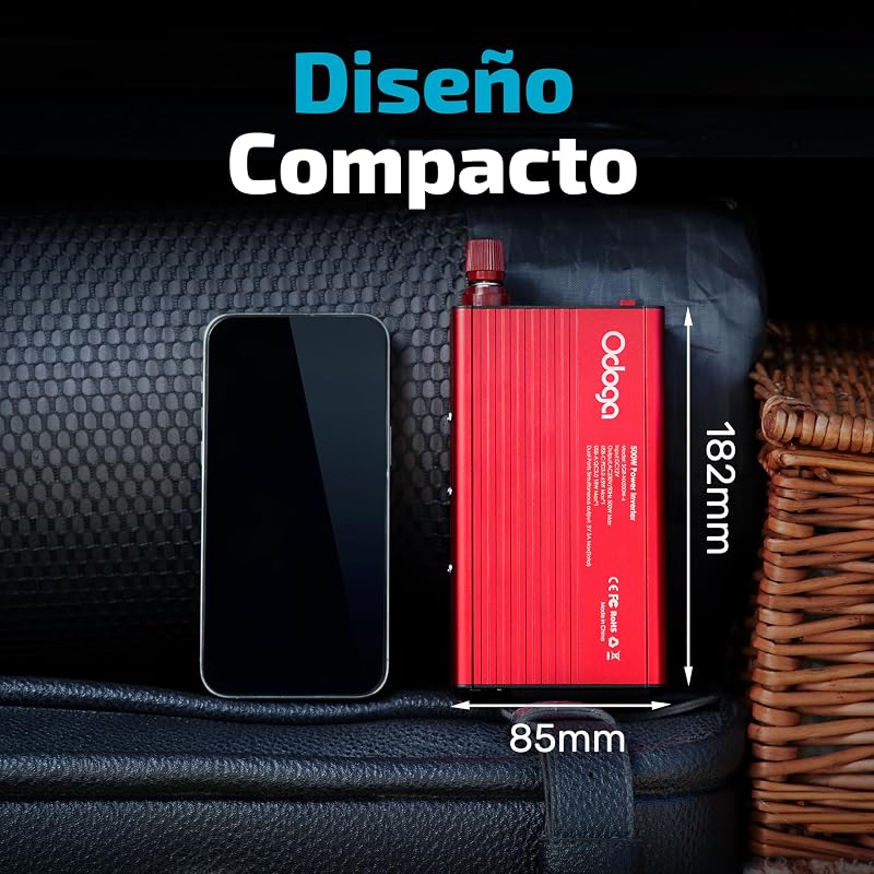 Isqueiro de carro 12V 230V para ficha de 500W – Transformador USB-C