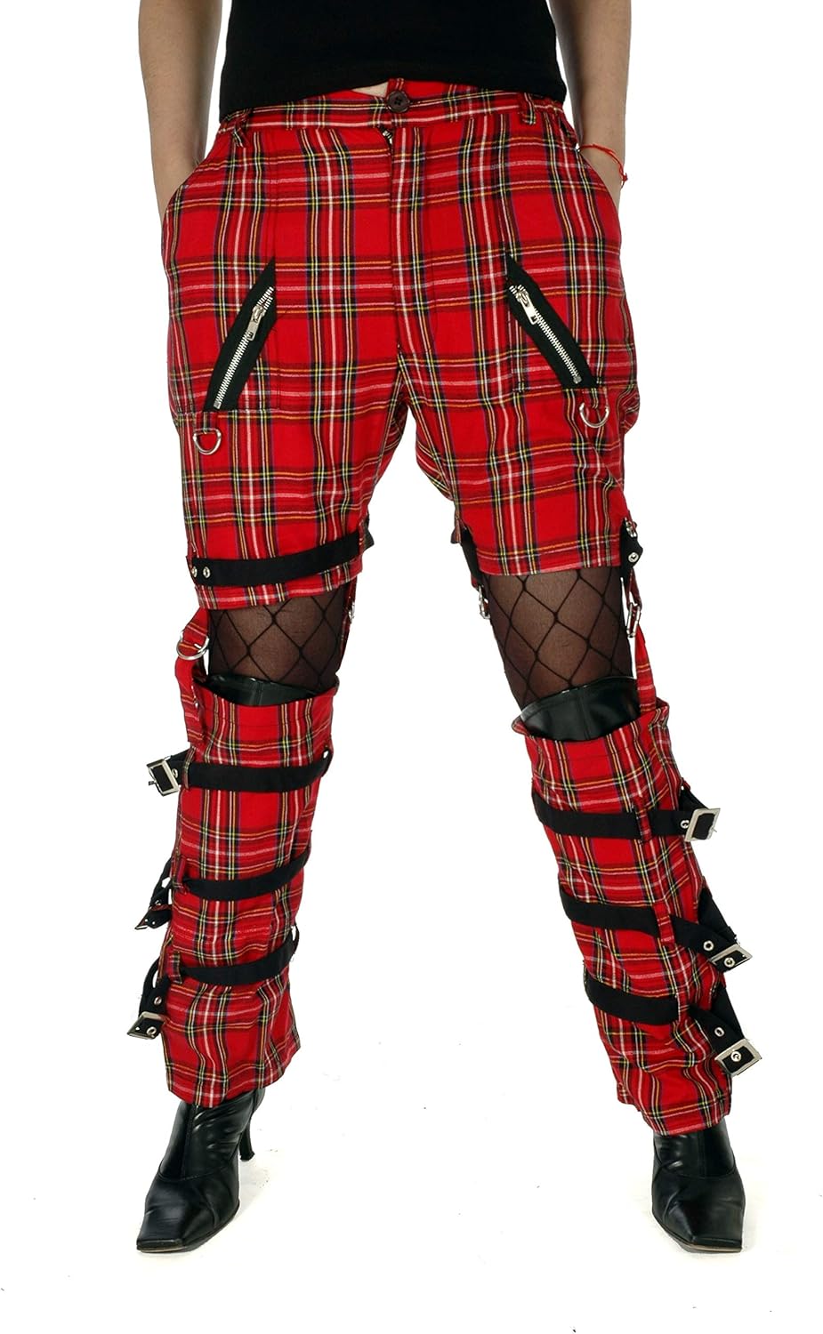 tartan trousers womens red
