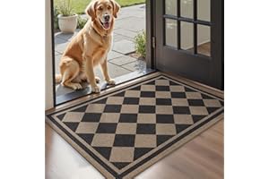 Front Door Mat Indoor Outdoor Mat for Entrance Mat Easy-Jute Entryway Mat-Mud Trapper Absorbent Low-Profile Fall Door Mats En