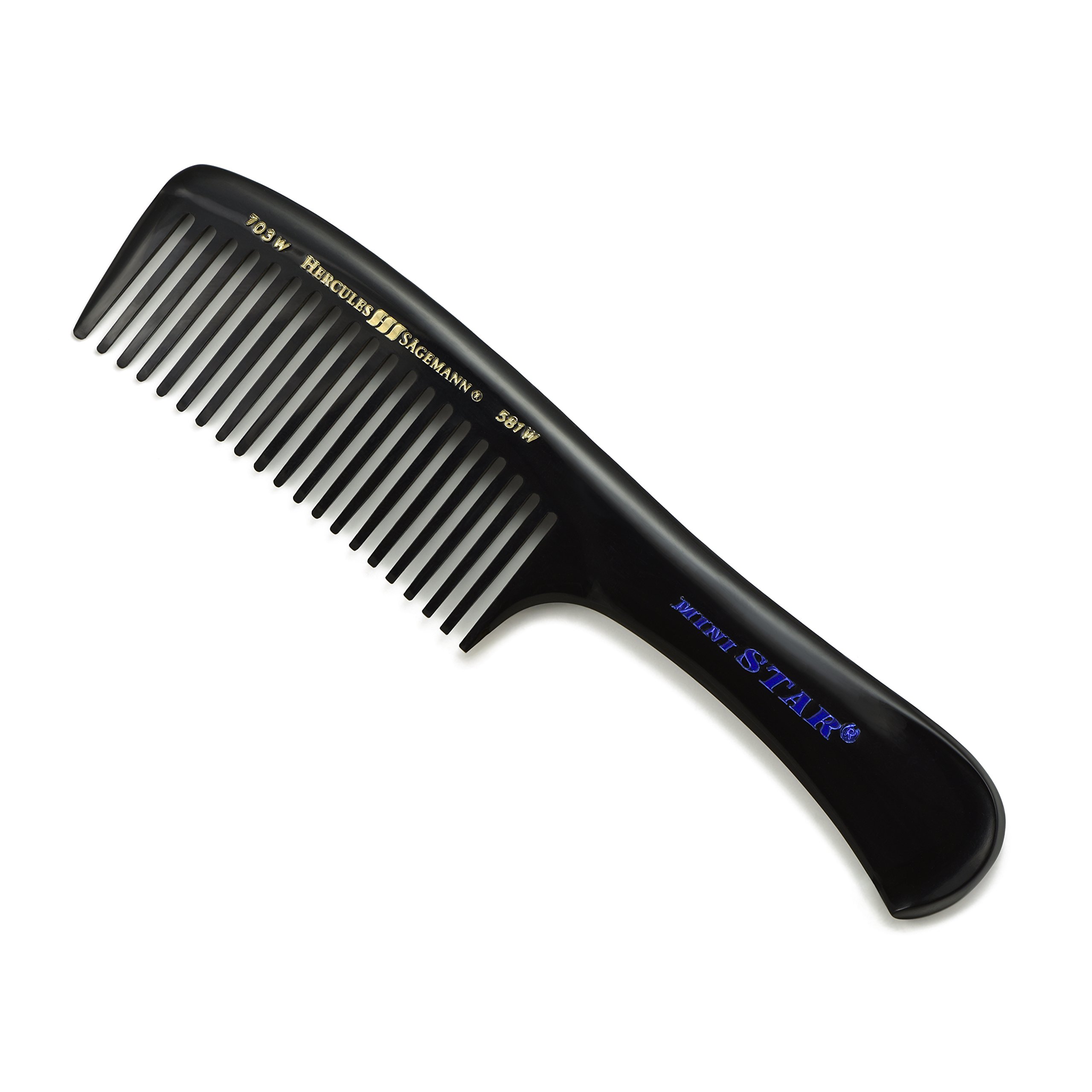 HERCULES SÄGEMANN - 703W-581W Pocket Handle Comb | Wide Tooth Comb for Loosening Longer Hair | Ideal for On the Go | Size: 7 Inches