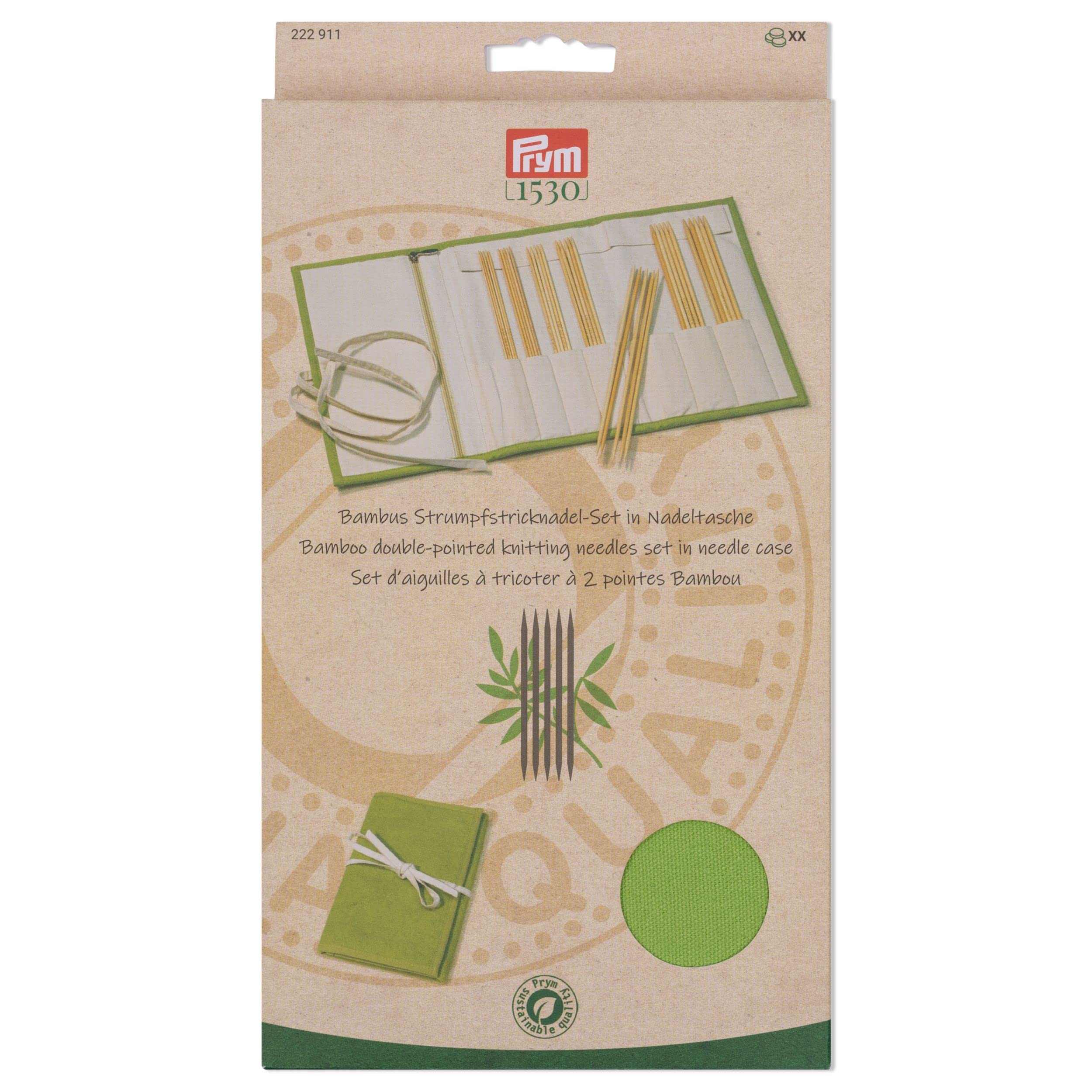 Prym 222911 Knitting Needle Bamboo Set Green 2-4.5/20