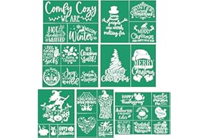 JAJADO 7 Pcs Halloween Thanksgiving Christmas Silk Screen Stencils Holiday Screen Print Stencils for Holiday Party Indoor/Outdoor Decoration, Xmas Stencil for Painting on Wood/T-Shirt/Coffee Cup