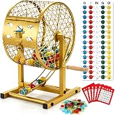 AugFir 12.6" Tall Bingo Game Sets with Steel Cage, Professional Bingo Game for Adults Includes 150 Colorful Chips, 30 Cards and 75 Balls, Great for Fun Family, Large Groups, Parties