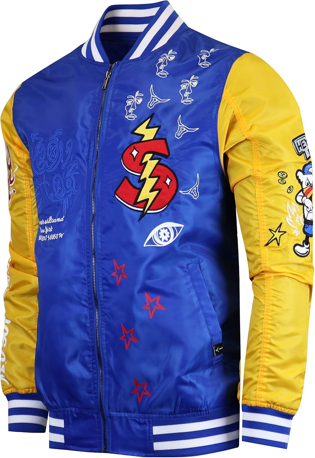 SCREENSHOT Hip-Hop Urban NYC Fashion Bomber Jacket - Modern Outdoor Lightweight Streetwear Graffiti Print Zip Up Top at  Men’s Clothing store