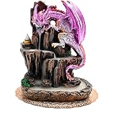 Zvaiuk Dragon Backflow 2 Sided Mountain Waterfall Incense Burner,Fountain Smoke Incense Holder with Backflow Incense Cones, Tweezers, Mat，Resin Aromatherapy Meditationvaiuk (Purple)