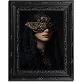Framed Dark Gothic Wall Art,Victorian Girl Painting Picture Wall Decor,Dark Moody Academia Moth Poster Print Artwork,for Living Room Bedroom Halloween or Othic Events Home Decoration,9x11in.