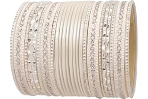 Touchstone Indian Metal Bangles for Women Gold Alloy Bracelets desi 2 Dozen Bangle Collection Bollywood Women's Jewelry Set Multi Stacking Wide Chunky Textured Golden Set of 24 in Gold or White Tone