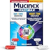 Mucinex Fast-Max Maximum Strength Day & Night Cold and Flu Medicine for Adults, Powerful Over-The-Counter Medication for Cold & Flu Symptoms, Fast Release Caplets, 40 Count