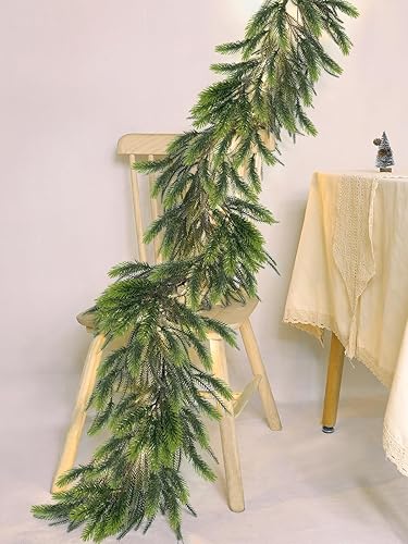 Guirlande De Noël Cèdre Faux 72" (182 Cm) - Réaliste Et Très Fournie - Pour Cheminée, Escalier, Déco Intérieur