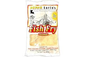 Poppa Earles Fish Fry (1lb Bag) Gluten Free & No MSG, All-Purpose Fry Breading, Sugar Free, (Seafood, Chicken, Vegetable Breading), Full of Flavor and Creole Spice, Light and Crispy Batter (Cajun Seasoning Company) "Poppa Earle's Fish Fry" - Pack of 1 (16oz) bag