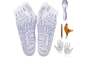 Ugwfit-vah Reflexology Socks，Acupressure Socks，Massage Socks，Finger Massager，Gloves ，Help to Relieve Fatigue and Relax The Body and Mind