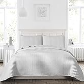 Petrichor White Quilt King Size Bedspread-Pre-Washed Lightweight for All Seasons,Ultra Soft & Breathable Comforter,Machine Washable,3-Piece Set:1Quilt(106" x96”) and 2 Pillow Shams(20"x36")