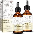 flasture Cyperus Rotundus Oil 100% Natural, Cyprus Rotundus Oil for Hair Removal, Reducing Body Hair Growth & Smoothing Skin | Suitable for All Skin Types, 60ml with Dropper (2 Packs)