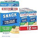 Bumble Bee Snack On The Run! Fat Free Tuna Salad Kit (Pack of 12) | Ready to Eat Easy-Open Canned Tuna Salad with Crackers Snack Pack, 8g Protein per Box, Wild Caught MSC Certified Tuna
