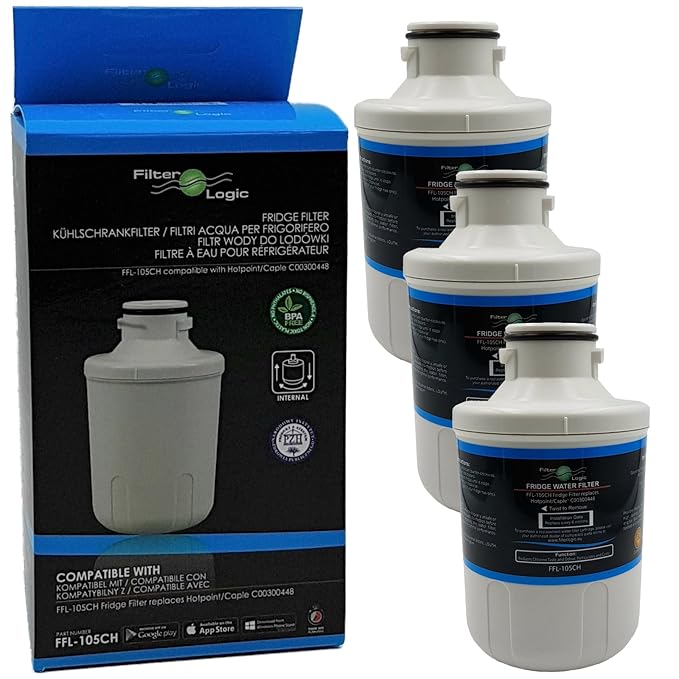 3x FilterLogic FFL-105CH interner Wasserfilter ersetzt Microfilter MFCMG14211FR / MFCMG14211F für Hanseatic Kühlschrank Nr. 6