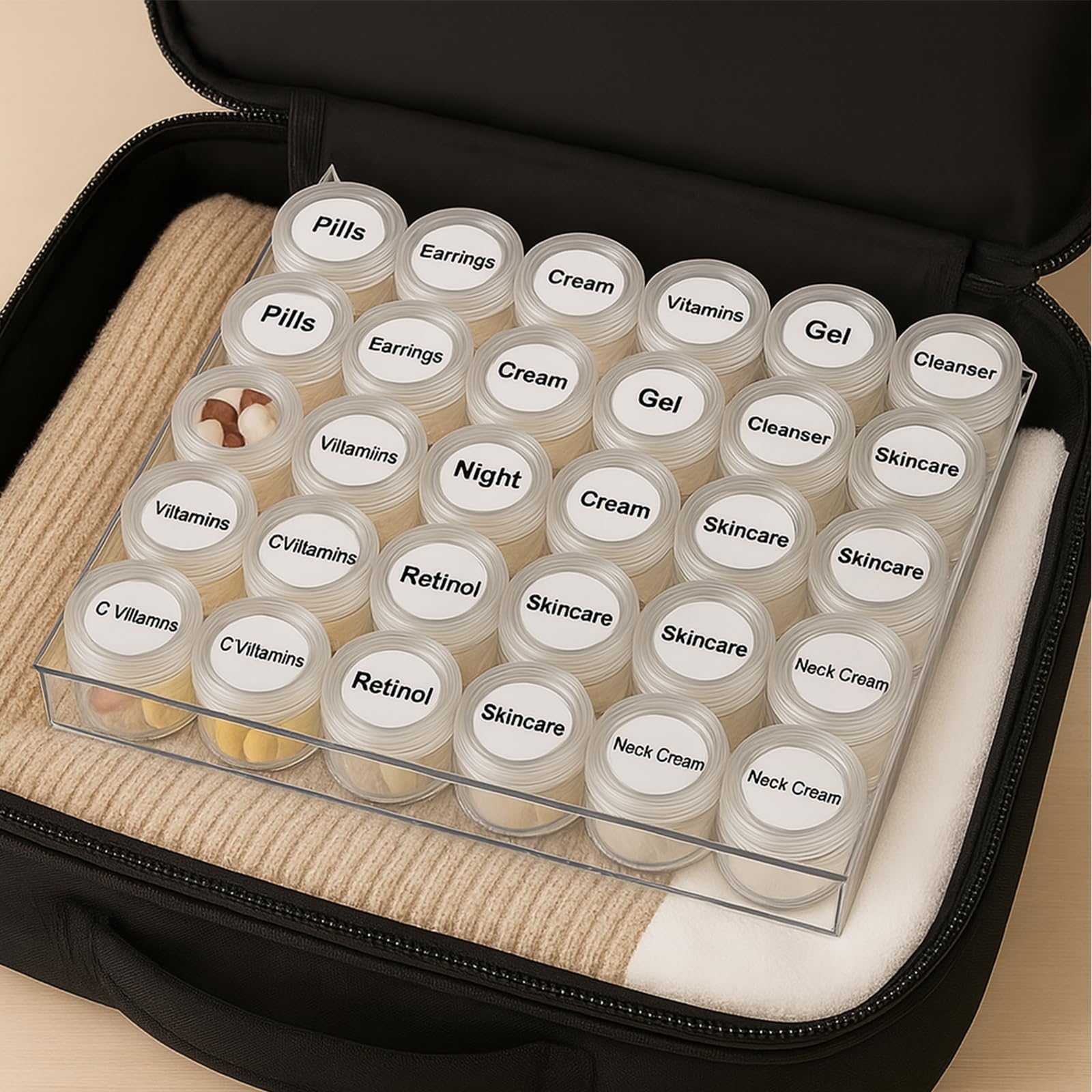 BigOtters 30 Grids Diamond Painting Storage Containers, Portable Bead Art Organizer Case with Lids for Crafts, Jewelry DIY