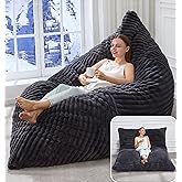 Hobestluk Adult Bean Bag Chair 3 in 1 Convertible Large Bean Bag Sofa | Striped Dark GreyMachine Washable,Removable Cover,Easy Convert And Install, Oversied Floor Bed,For Livingroom Bedroom
