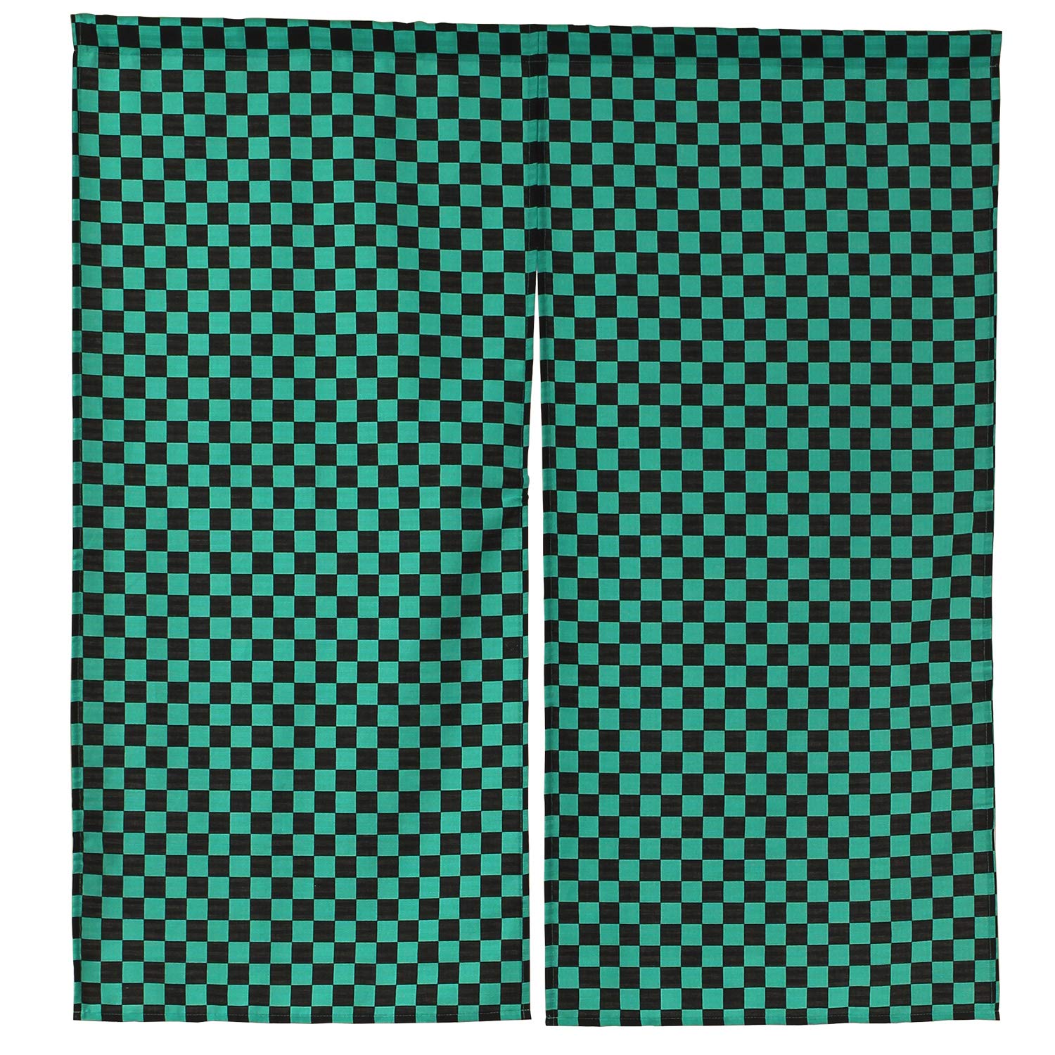 HACHIEMON Japanese Noren Curtain Tapestry, Traditional Japanese Pattern - ICHIMATSU (GREEN)