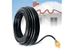 MAXKOSKO 35 FT Roof Heat Cable (10FT Cord), Self-Regulating Snow Melt Cable, 7W/Ft 120V Heat Tape for Roof & Gutters, Industrial Grade Gutter Heater Cable with Fluoropolymer Jacket