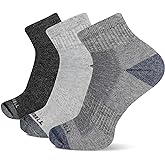 Merrell Men's 3 Pack Cushioned Performance Hiker Socks (Low/Quarter/Crew Socks), Charcoal Black (Quarter), Shoe Size: 9.5-12