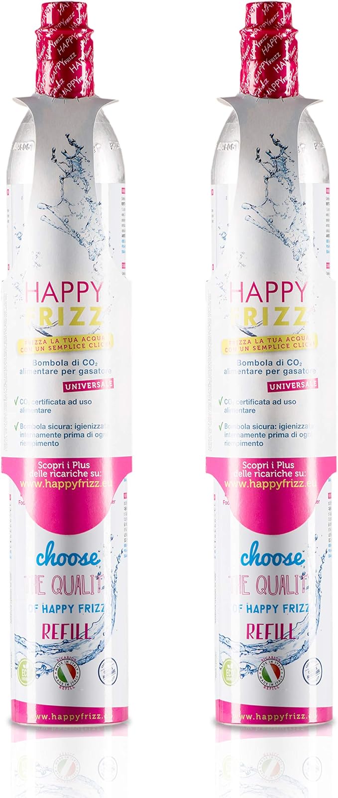 Bouteilles Universelles Gazéifieur Pack Bouteilles Happy Frizz Pour SodaStream Kit Nettoyage - Universel Sans BPA - 2 Bouteilles Kit Nettoyage Bouteilles Soda