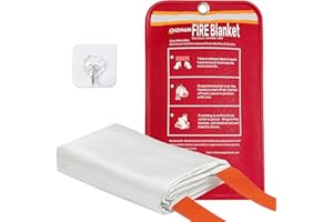 CHZHVAN Fire Blanket for Home and Kitchen, Premium Fiberglass [No Harm to Skin], 39.3" X 39.3" Emergency Fire Suppression Blanket with a Hook for Car, Garage, Office, Camping & Warehouse, 1 Pack
