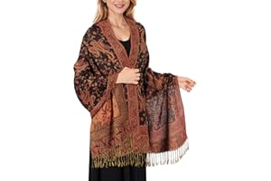 MUQU Women Pashmina Shawls and Wraps Scarf Soft Silky Reversible Paisley Scarves Shawl for Women