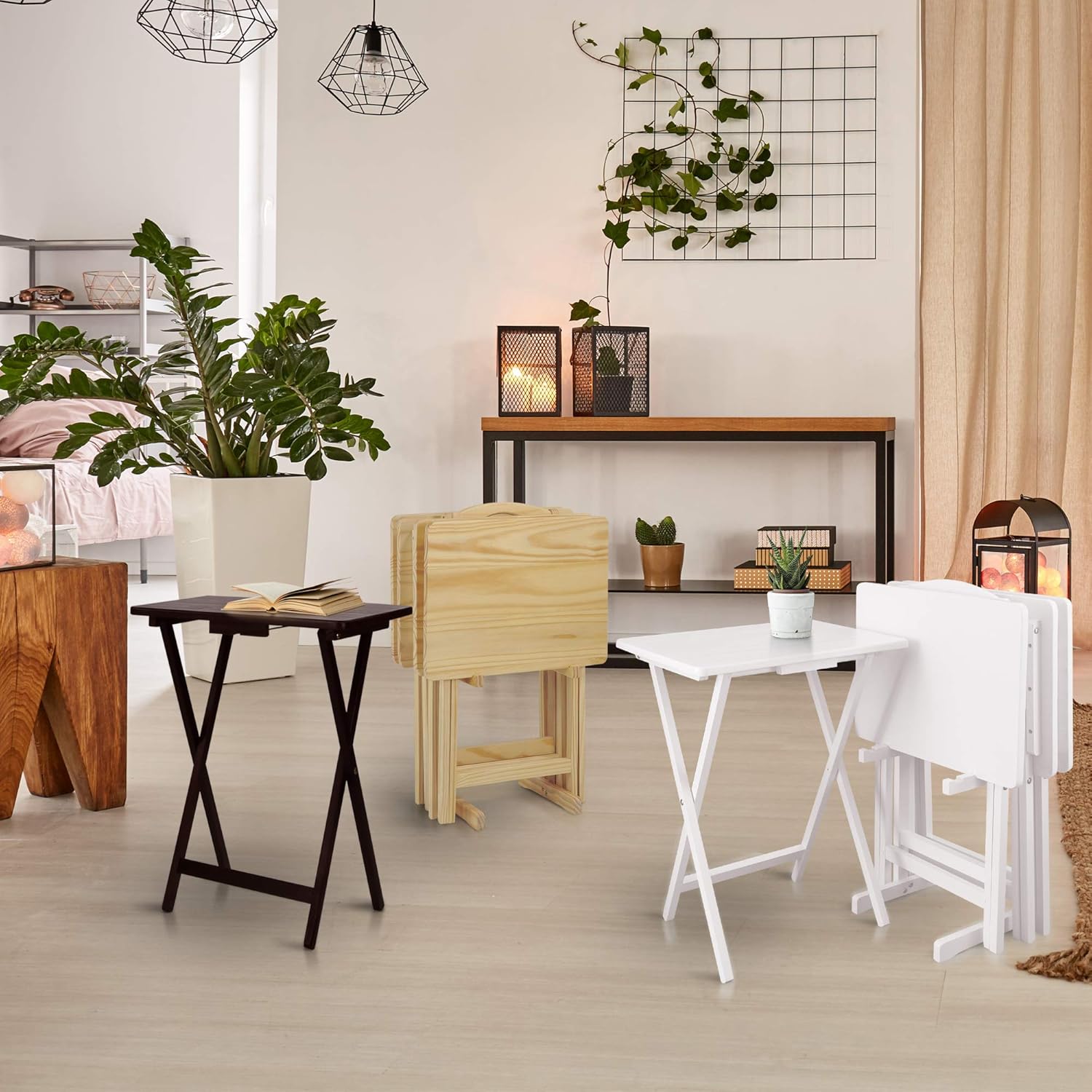 Casual Home 5pcs Tray Table Set, White (New): Furniture & Decor