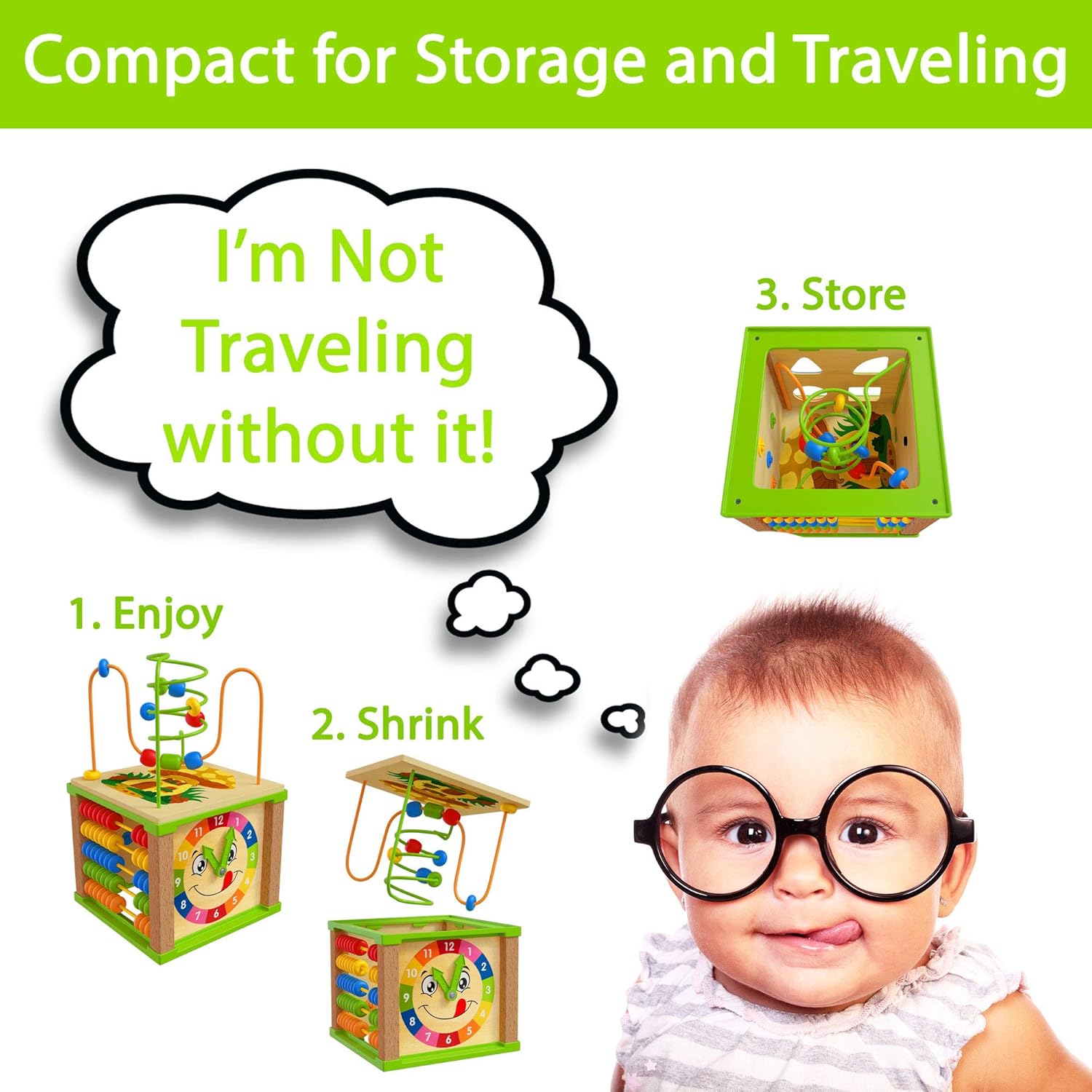 toyventive wooden kids baby activity cube girls gift set 1st birthday gifts toys for 1 one