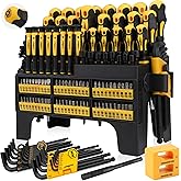 HORUSDY 140-Piece Magnetic Screwdriver Set with Plastic Racking, Includes SAE & Metric Hex Keys, Precision Screwdriver and Magnetizer Demagnetizer DIY Tools for Men Tools Gift