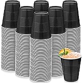 Kochorie 200 Pack Black Disposable Plastic Cups 12 Ounce Drinking Party Cups Bulk Party Cups for Wedding Birthday Graduation Christmas Parties, Picnics Events