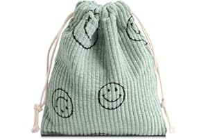 GARDSELL Cute Corduroy Smile Change Coin Purse Small Zipper Pouch Bag Wallet by Coin Purses Pouches Coin Holder Key Pouch Coin Purse for Women (Green-Coin Purse)