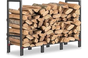Lilybud--lily 4FT Firewood Rack Indoor Outdoor, Firewood Log Rack Holder with 4 Reinforced Metal Sheets for Fireplace Wood Storage, Heavy Duty Metal Pile Log Stand Stacker Holder for Patio Outdoor
