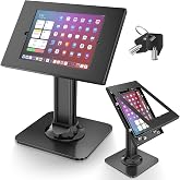 AboveTEK Anti-Theft iPad Kiosk Stand &ndash; POS iPad Security Stand &amp; Locking Tablet Holder &ndash; Heavy Duty Base, 360&deg; Swivel, 75&deg; Tilt Bracket &ndash; Perfect for Retail Business