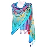 KMystic Colorful Rave Paisley and Flower Pashmina Scarf Shawl Wrap