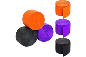 jiebor Halloween Streamers Crepe Paper Black Orange Purple Streamers 492 Ft 6 Rolls for Halloween Party Wedding Birthday Home Office Door Wall Decorations Flower Making
