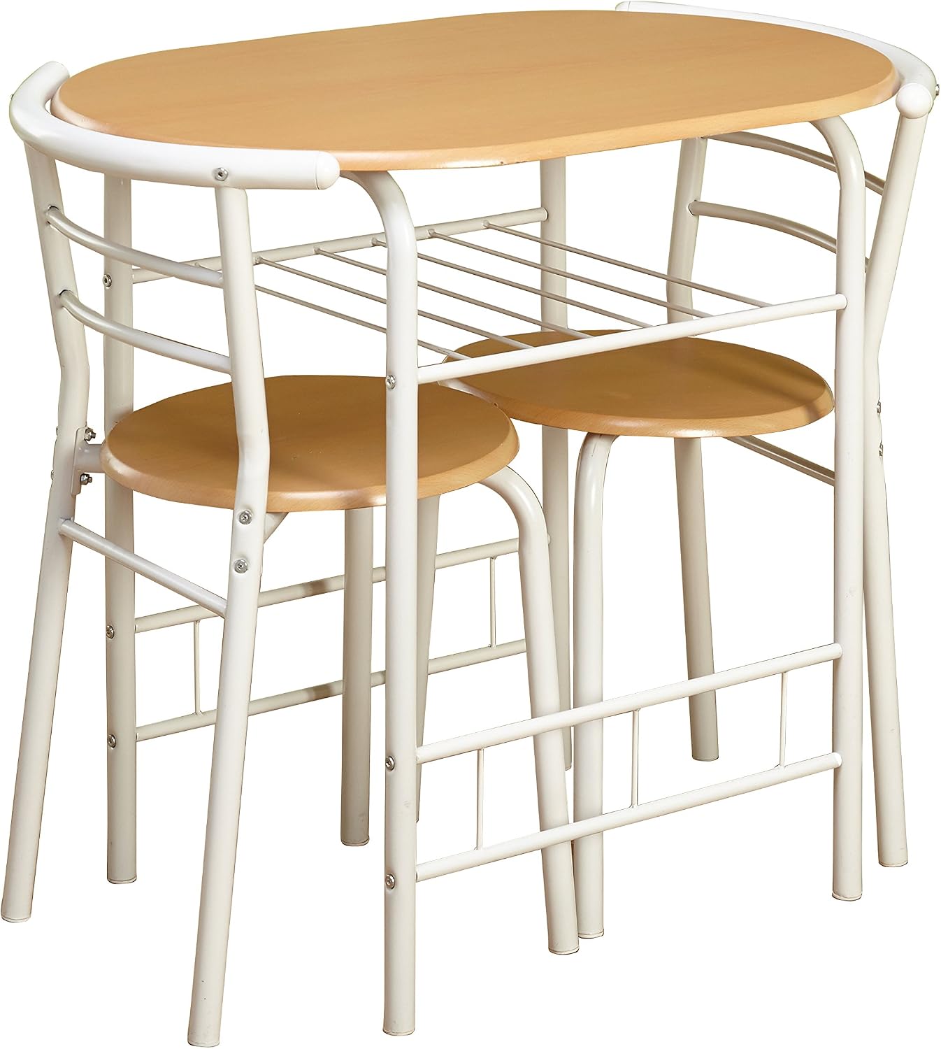 White Natural Target Marketing Systems 3 Piece Two Toned Bistro Dining Set With 2 Mid Back Chairs And 1 Round Pedestal Dining Table Table Chair Sets Home Kitchen Biquinismaranatacombr