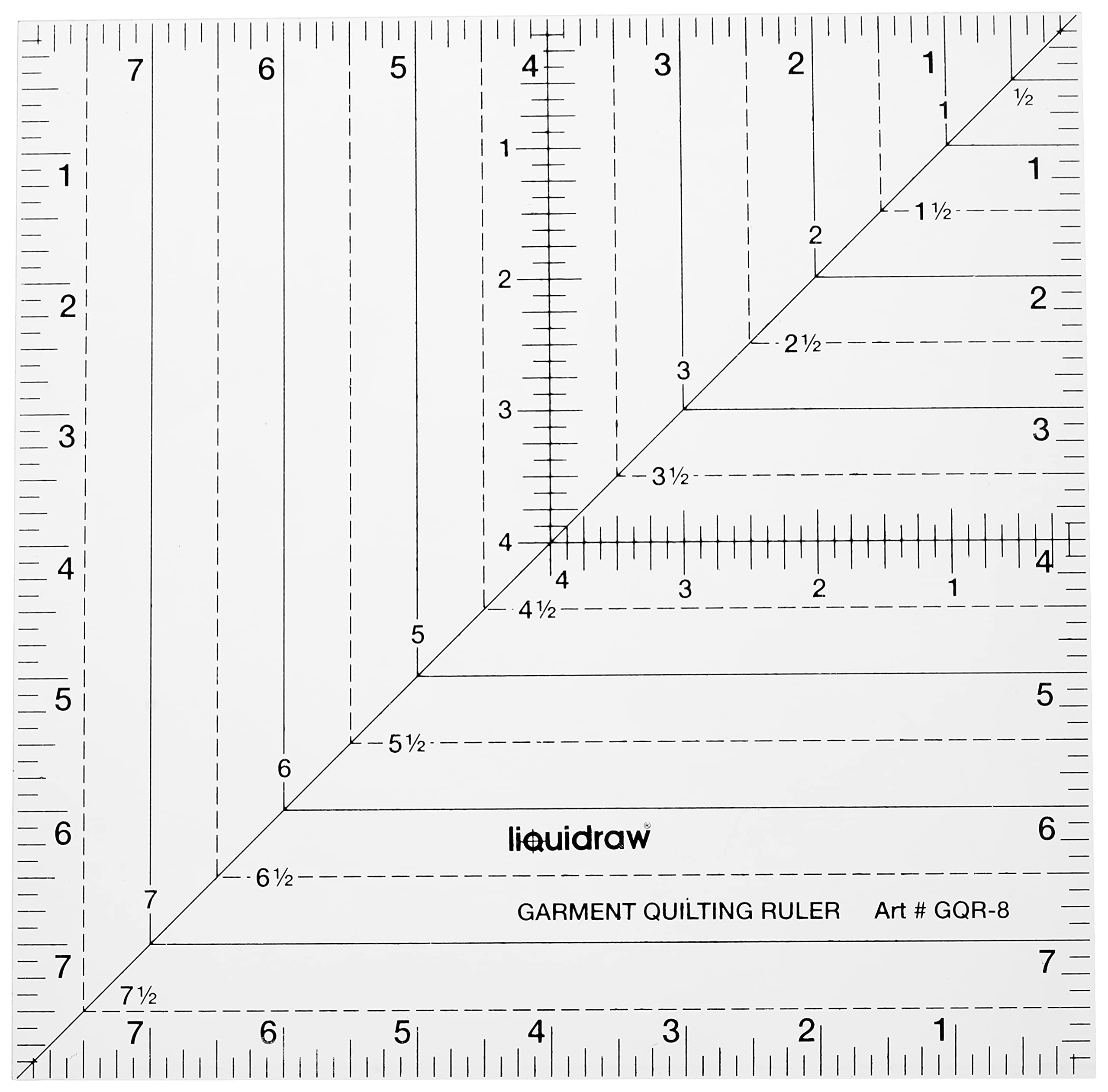 Liquidraw Square Quilting Ruler - 8" x 8" | Acrylic Quilting Square Template | Helpful Sewing Tool with Inch Markings | Helpful In Cutting Squares | Quilting & Sewing Must-Have
