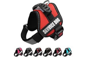 ALBCORP Service Dog Vest Harness – Reflective, No-Pull Harness with Handle & Comfy Mesh Padding – Sizes XXS-XL for Puppies, Small & Large Dogs – 2 Removable Service Patches Included (Small, Red)