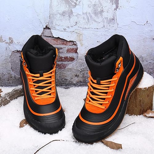 ulogu Snow Boots men Waterproof Insulated Orange Duck Boots Fur