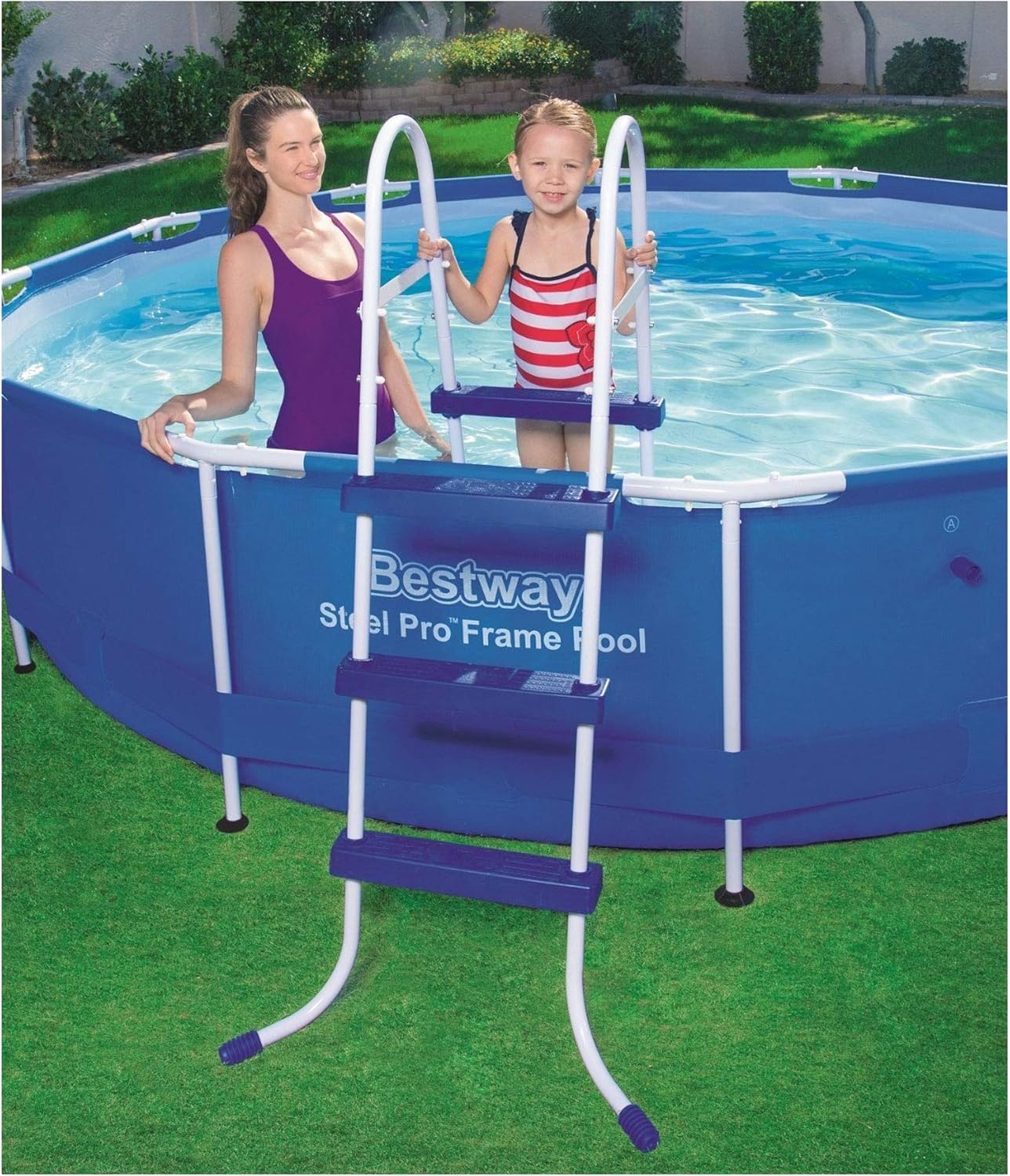 Bestway 58334E Ladder, 36" | Made for Above Ground Pools | Durable Rust-Proof Metal Frame, One Size : Garden & Outdoor
