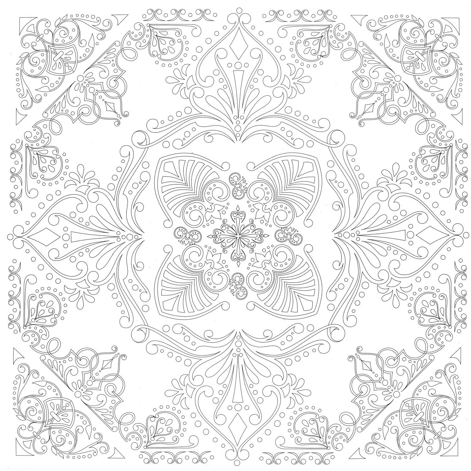 Honsell -Mandala Frame, Format 30 x 30 cm, Pre-Printed Pattern to Colour with Acrylic, Watercolour and Oil Paints and Colouring Pencils, White, 12109