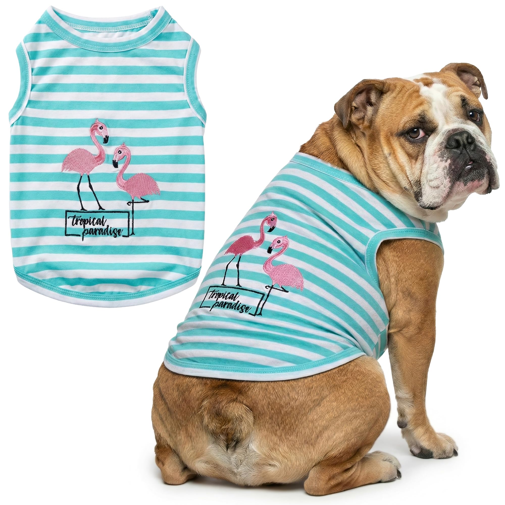 Parisian Pet Flamingos Dog Cat Clothes Tee Shirts Dog T-Shirt, 3XL