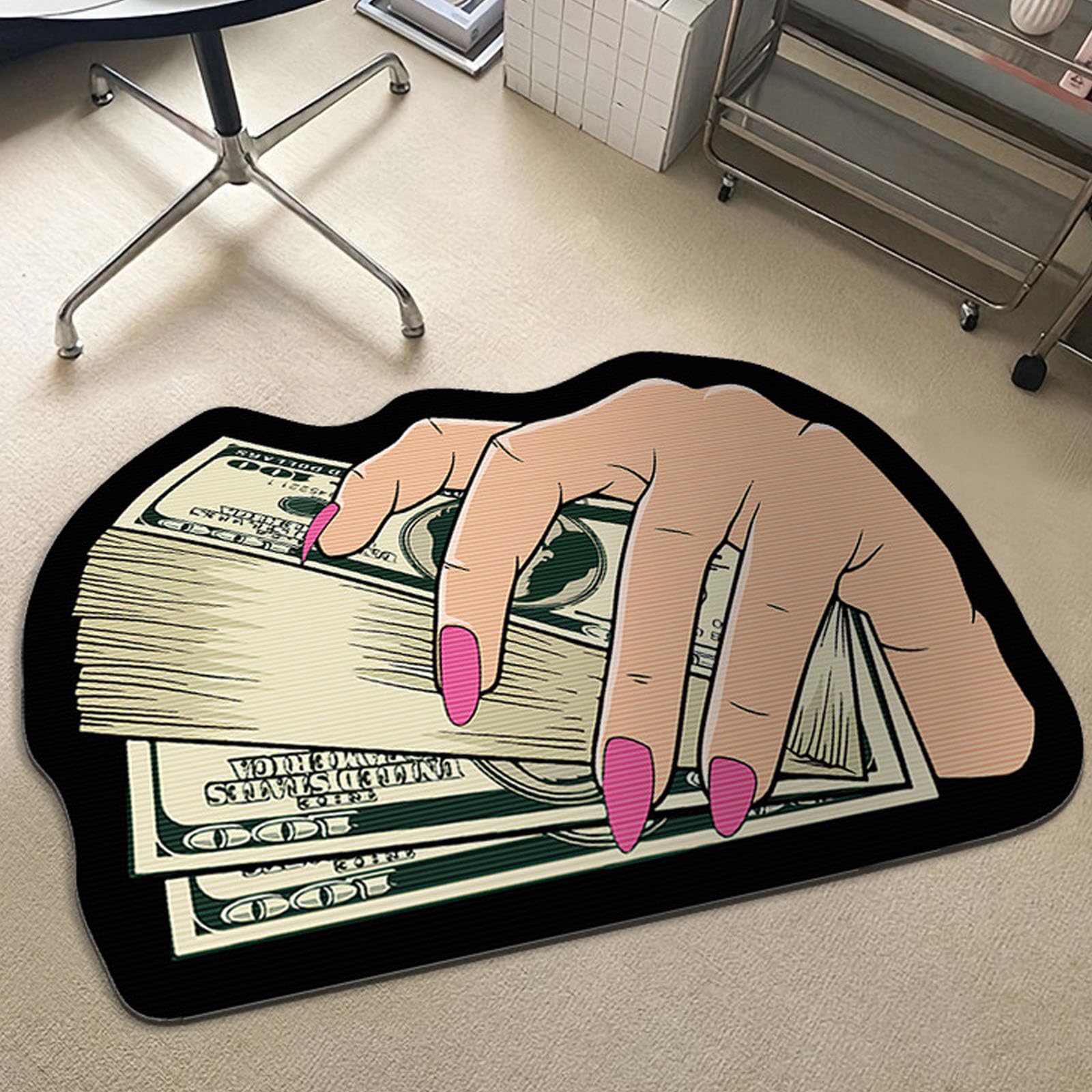 Photo 1 of 100 Dollar Bill Rug Money Rug Cool Rugs for Bedroom Cozy Soft Bedroom Carpets Living Mat Decoration Bathroom Be Absorbent Rugs Room Door Mat (F1)